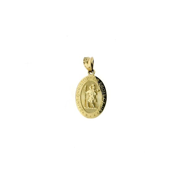 Real 10K Yellow Gold Diamond Cut Saint Christopher Pendant - Picture 6 of 8